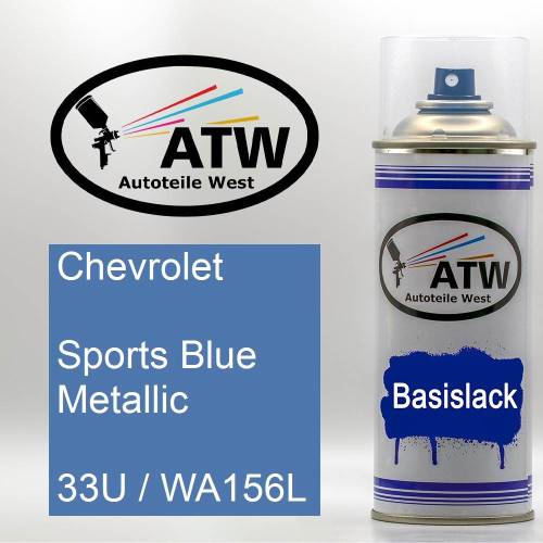Chevrolet, Sports Blue Metallic, 33U / WA156L: 400ml Sprühdose, von ATW Autoteile West.